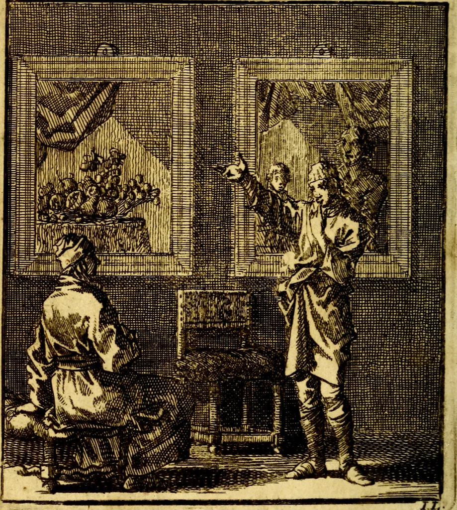 An illustration from Het leezaam huisraad, vertoond in vyftig konstige figuuren, met godlyke spruken en stichtelyke verzen, 1711, leaf 81