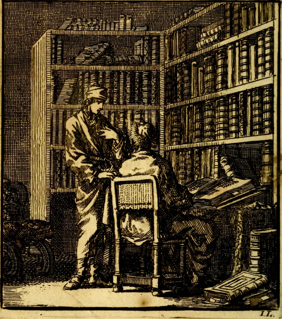 An illustration from Het leezaam huisraad, vertoond in vyftig konstige figuuren, met godlyke spruken en stichtelyke verzen, 1711, leaf 85