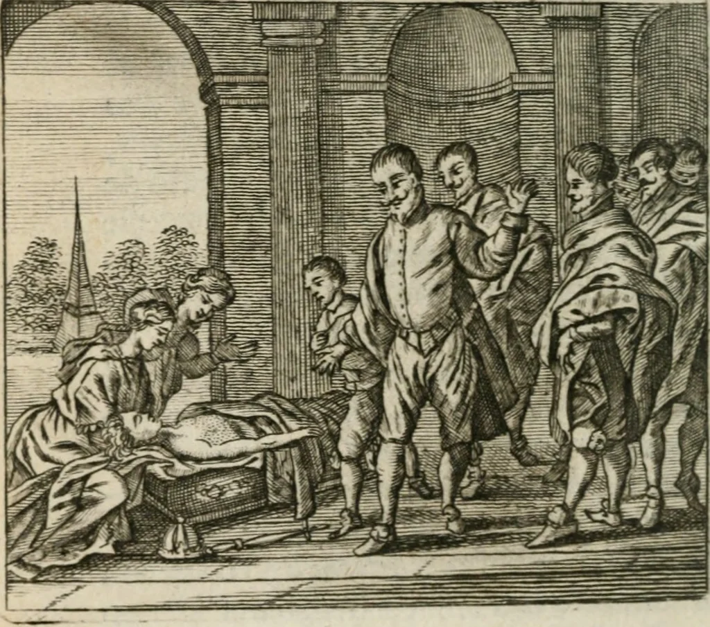 An illustration from Het masker vande wereldt afgetrocken, 1733, leaf 107