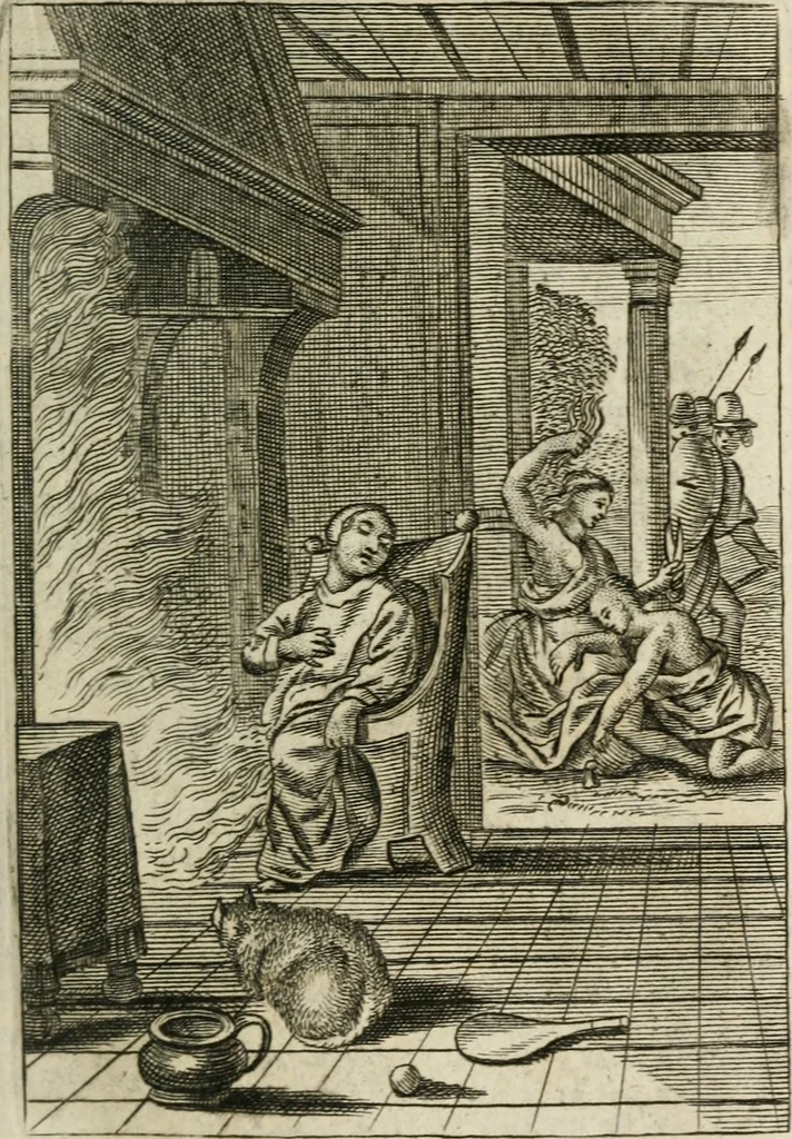 An illustration from Het masker vande wereldt afgetrocken, 1733, leaf 164