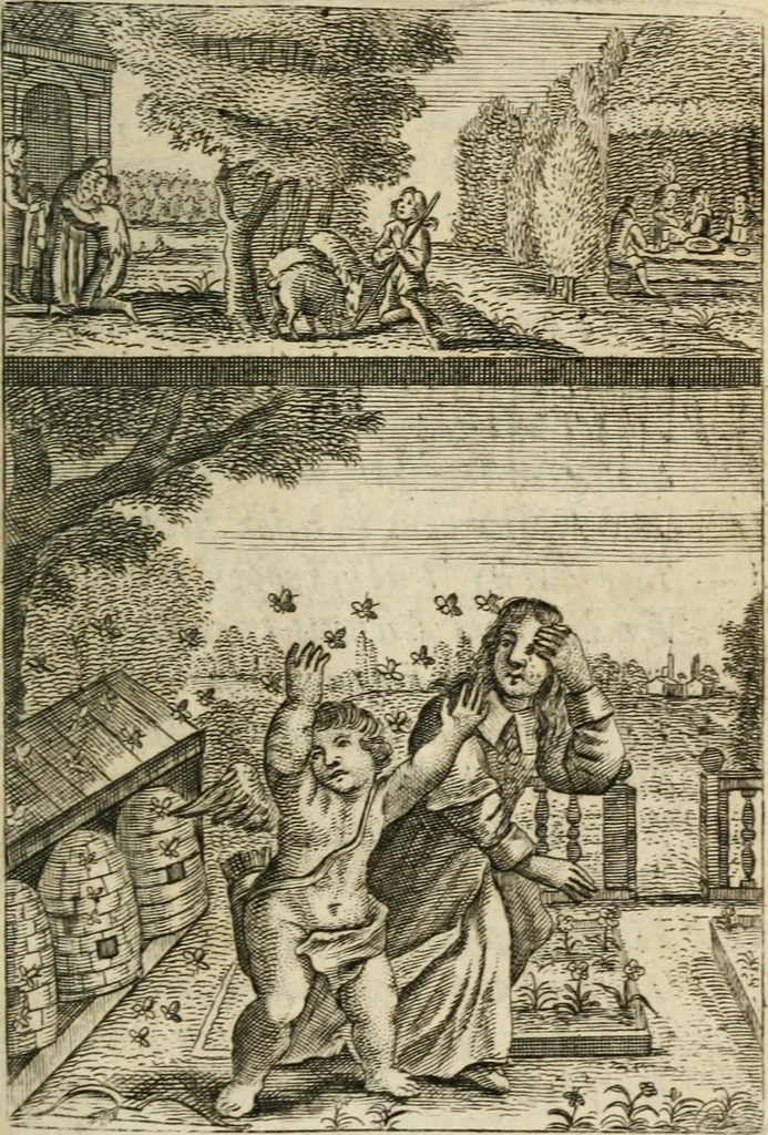 An illustration from Het masker vande wereldt afgetrocken, 1733, leaf 186