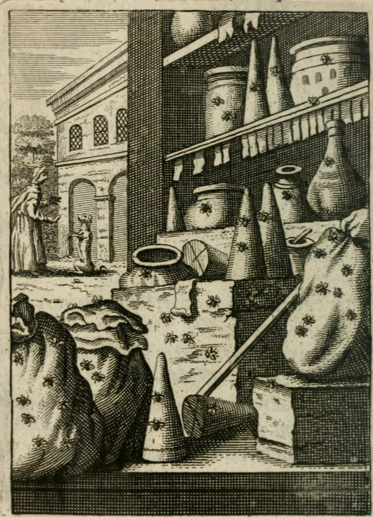 An illustration from Het masker vande wereldt afgetrocken, 1733, leaf 215