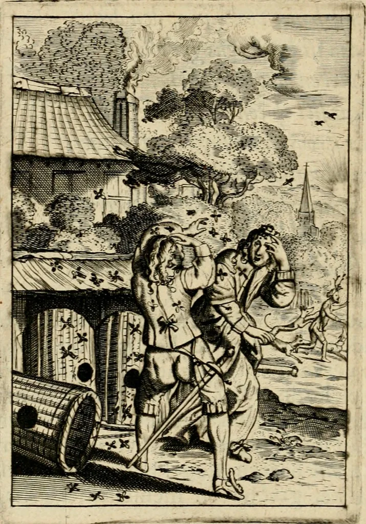 An illustration from Het masker vande wereldt, 1646, leaf 169