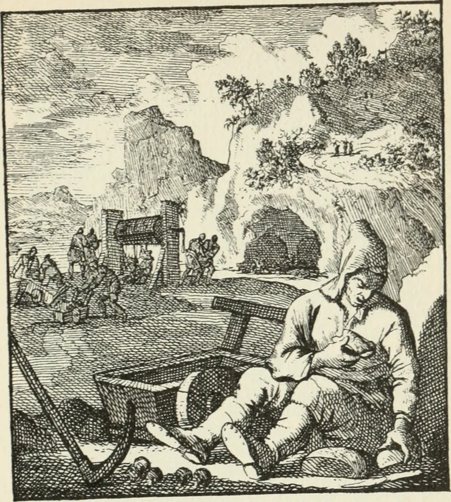 An illustration from Het menselyk bedryf, 1694, leaf 156