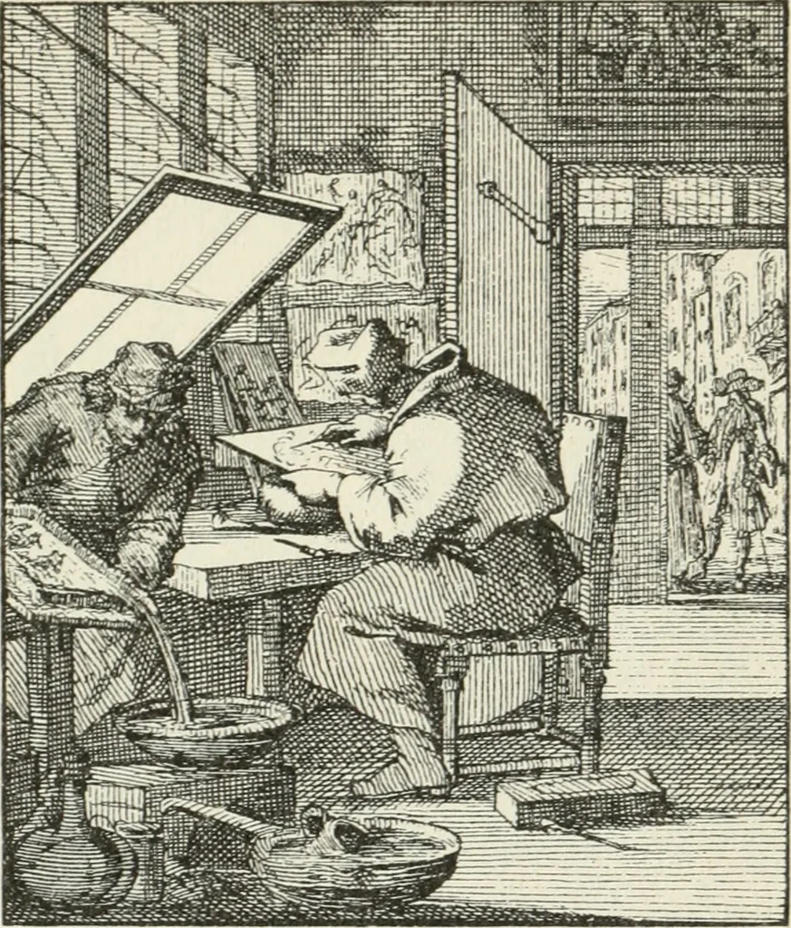 An illustration from Het menselyk bedryf, 1694, leaf 176