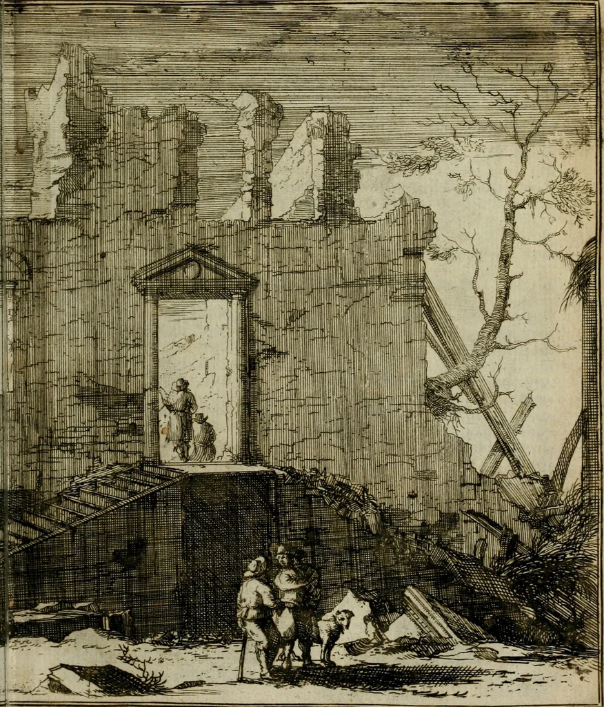 An illustration from Het ontroerde Nederlandt, door de wapenen des konings van Vrankryk : dat is een waarchtigh verhaal van den Fransen, Engelsen, Keulsen, en Munstersen oorlogh, tegen de Vereenigde Nederlanden, met desselfs binnelandtse beroerten ..., 1674, leaf 430