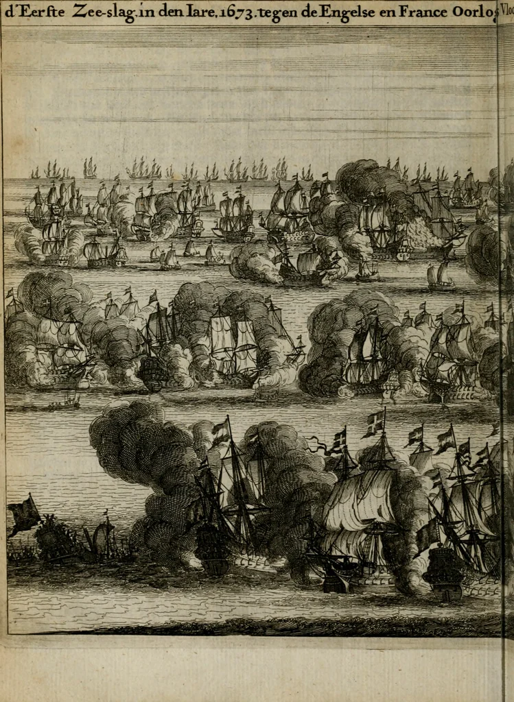 An illustration from Het ontroerde Nederlandt, door de wapenen des konings van Vrankryk : dat is een waarchtigh verhaal van den Fransen, Engelsen, Keulsen, en Munstersen oorlogh, tegen de Vereenigde Nederlanden, met desselfs binnelandtse beroerten ..., 1674, leaf 467