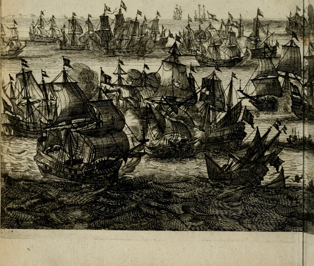 An illustration from Het ontroerde Nederlandt, door de wapenen des konings van Vrankryk : dat is een waarchtigh verhaal van den Fransen, Engelsen, Keulsen, en Munstersen oorlogh, tegen de Vereenigde Nederlanden, met desselfs binnelandtse beroerten ..., 1674, leaf 491