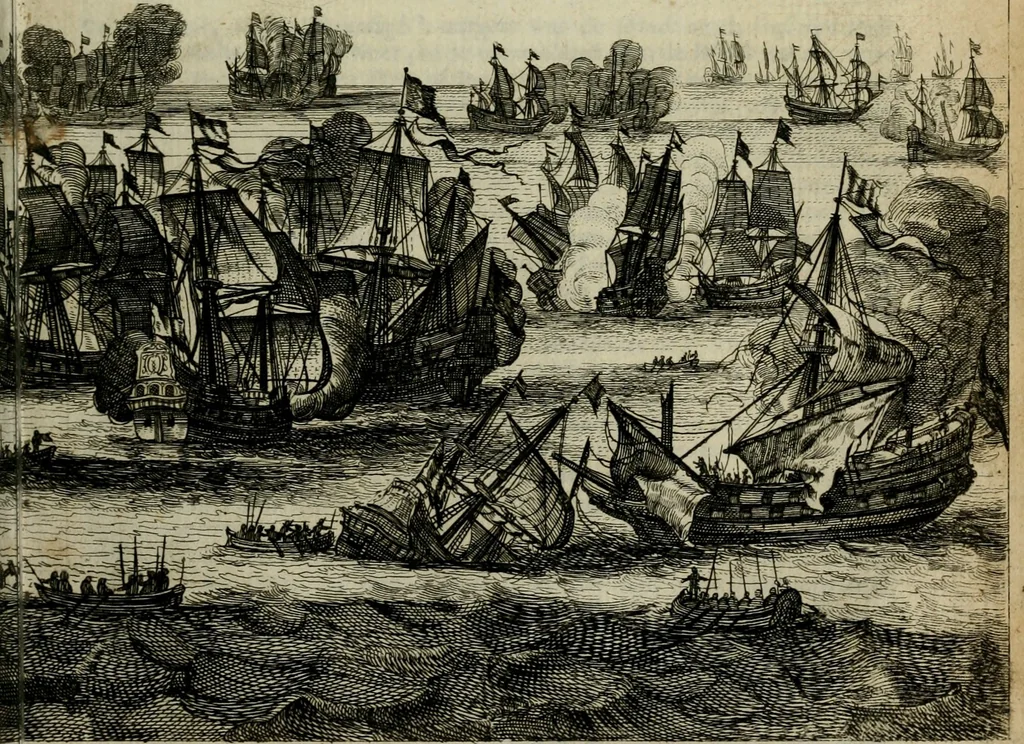 An illustration from Het ontroerde Nederlandt, door de wapenen des konings van Vrankryk : dat is een waarchtigh verhaal van den Fransen, Engelsen, Keulsen, en Munstersen oorlogh, tegen de Vereenigde Nederlanden, met desselfs binnelandtse beroerten ..., 1674, leaf 492