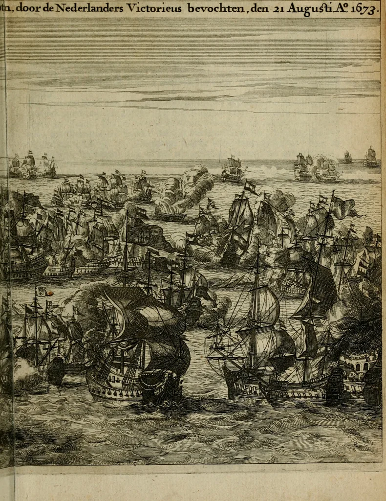 An illustration from Het ontroerde Nederlandt, door de wapenen des konings van Vrankryk : dat is een waarchtigh verhaal van den Fransen, Engelsen, Keulsen, en Munstersen oorlogh, tegen de Vereenigde Nederlanden, met desselfs binnelandtse beroerten ..., 1674, leaf 618