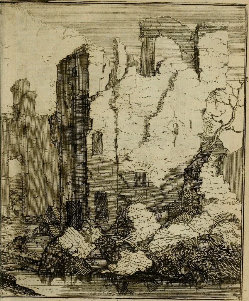 An illustration from Het ontroerde Nederlandt, door de wapenen des konings van Vrankryk : dat is een waarchtigh verhaal van den Fransen, Engelsen, Keulsen, en Munstersen oorlogh, tegen de Vereenigde Nederlanden, met desselfs binnelandtse beroerten ..., 1674, leaf 702