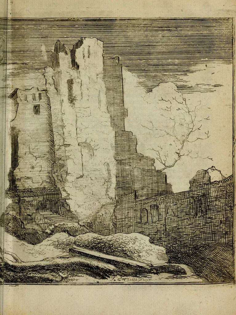 An illustration from Het ontroerde Nederlandt, door de wapenen des konings van Vrankryk : dat is een waarchtigh verhaal van den Fransen, Engelsen, Keulsen, en Munstersen oorlogh, tegen de Vereenigde Nederlanden, met desselfs binnelandtse beroerten ..., 1674, leaf 708