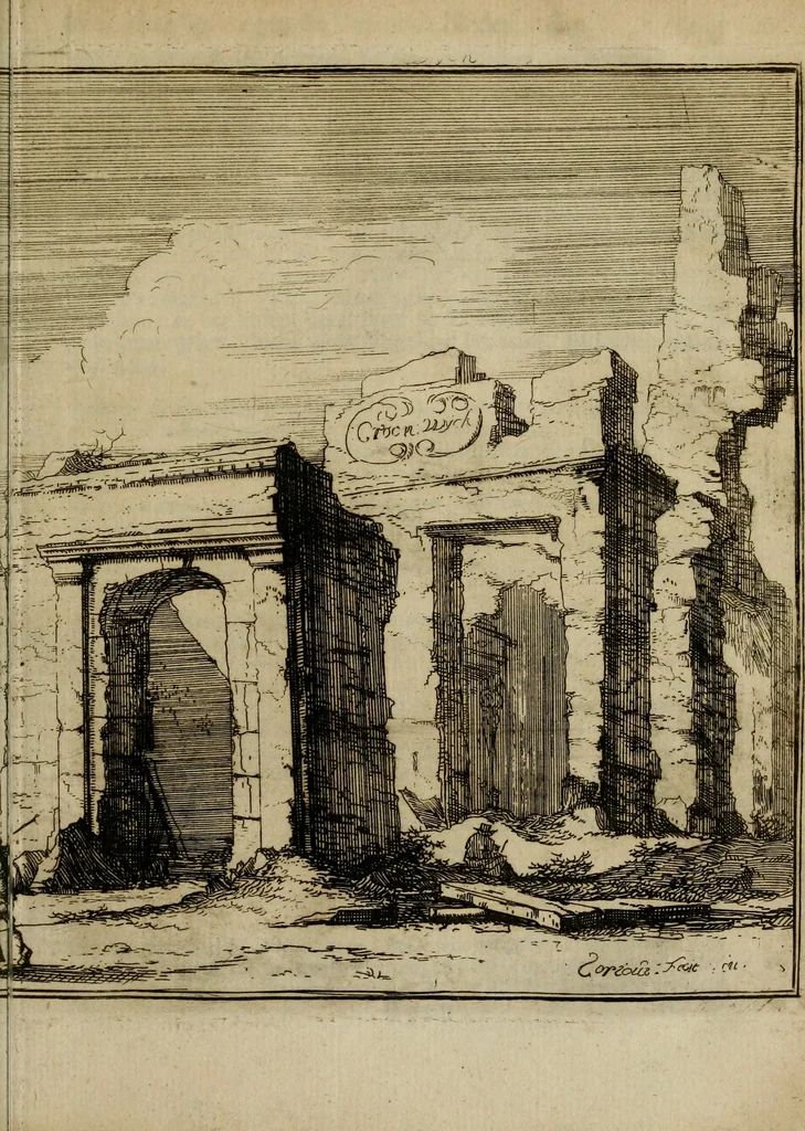 An illustration from Het ontroerde Nederlandt, door de wapenen des konings van Vrankryk : dat is een waarchtigh verhaal van den Fransen, Engelsen, Keulsen, en Munstersen oorlogh, tegen de Vereenigde Nederlanden, met desselfs binnelandtse beroerten ..., 1674, leaf 740