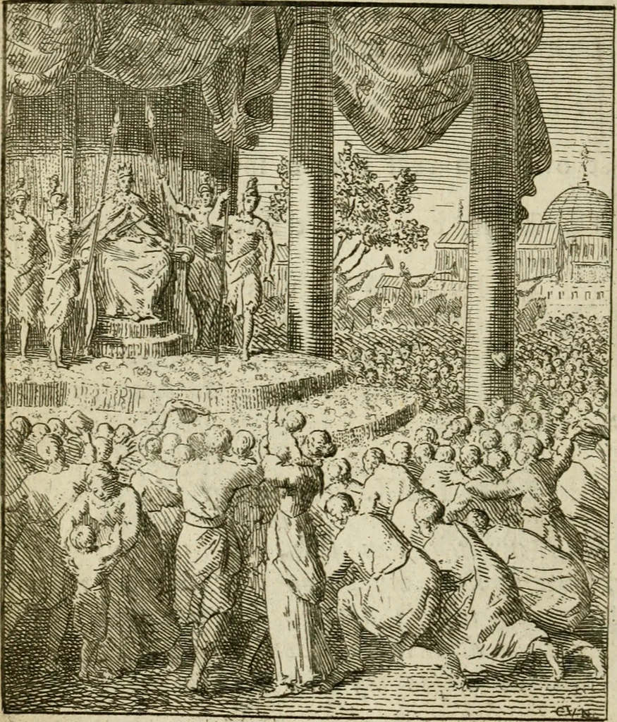 An illustration from Het overvloeijend herte, of nagelatene verzen, 1767, leaf 107