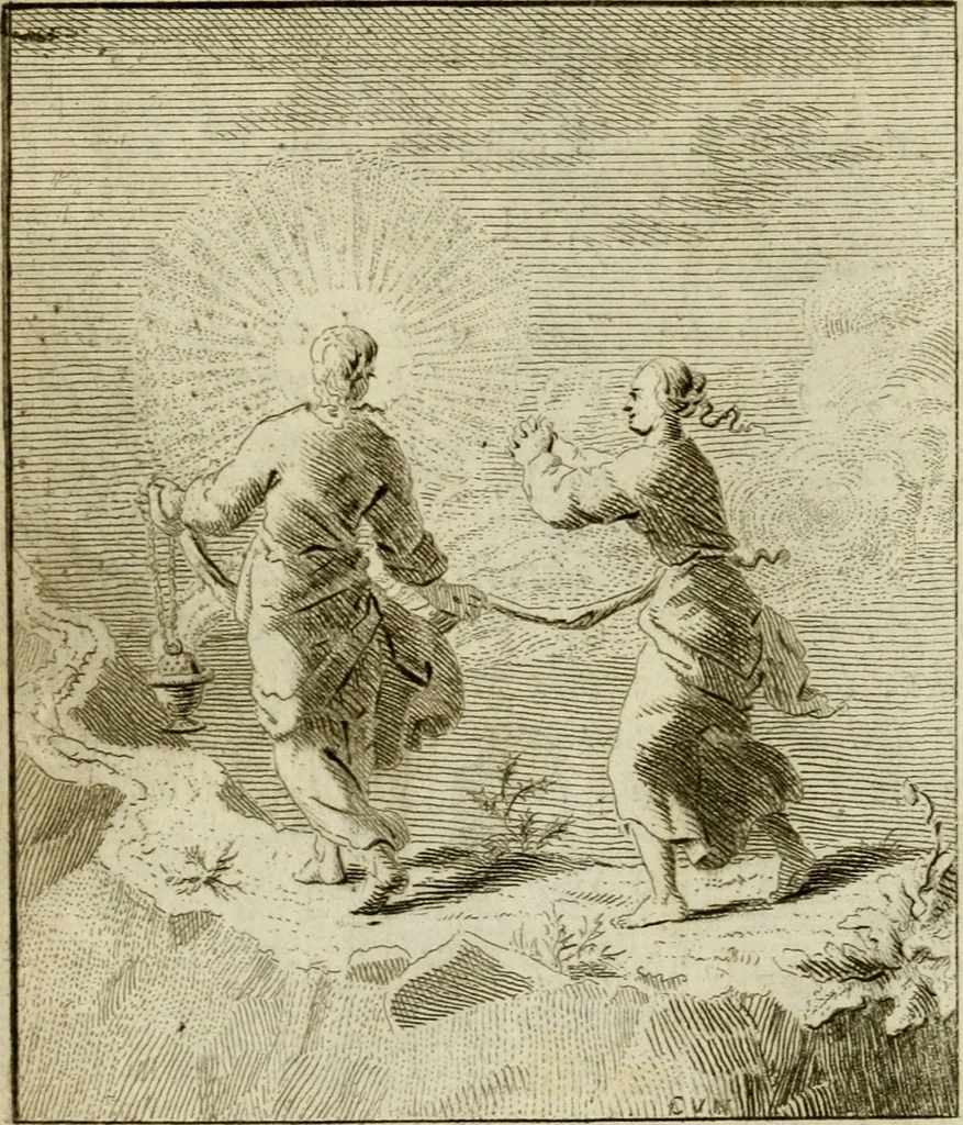 An illustration from Het overvloeijend herte, of nagelatene verzen, 1767, leaf 183