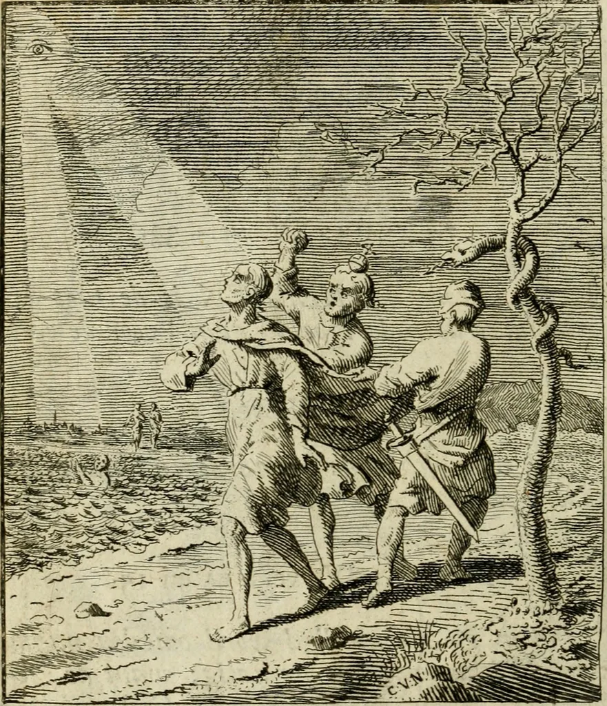An illustration from Het overvloeijend herte, of nagelatene verzen, 1767, leaf 203