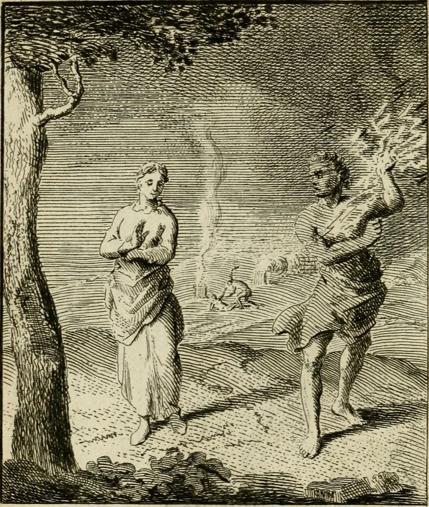 An illustration from Het overvloeijend herte, of nagelatene verzen, 1767, leaf 221