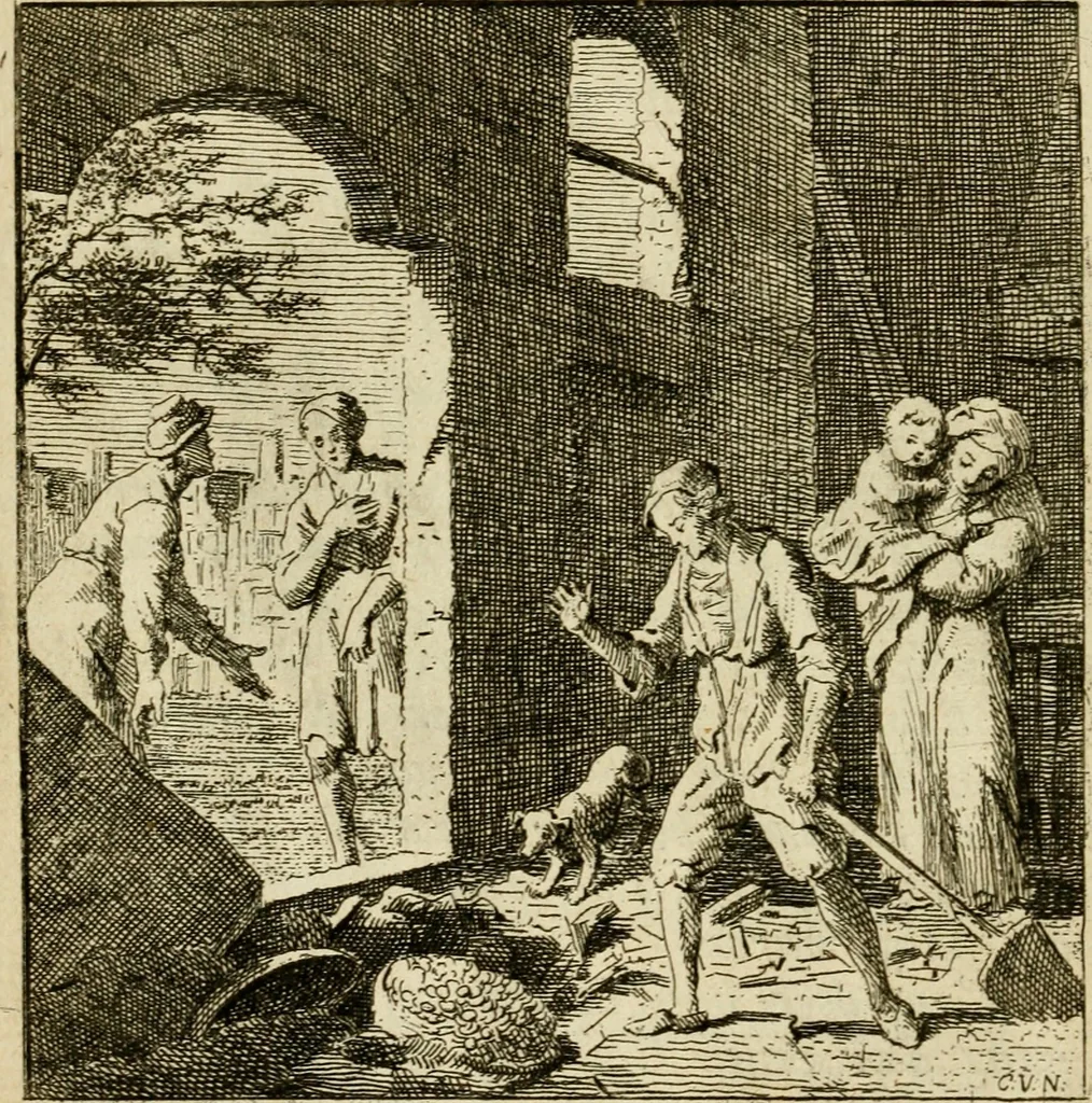 An illustration from Het overvloeijend herte, of nagelatene verzen, 1767, leaf 35