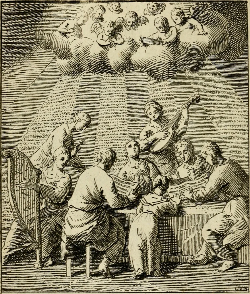 An illustration from Het overvloeijend herte, of nagelatene verzen, 1767, leaf 49