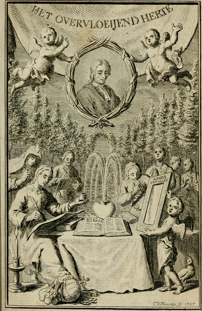 An illustration from Het overvloeijend herte, of nagelatene verzen, 1767, leaf 6