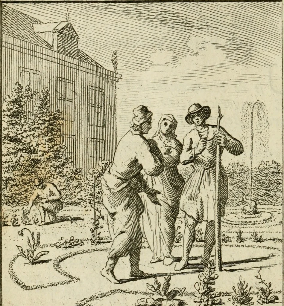 An illustration from Het overvloeijend herte, of nagelatene verzen, 1767, leaf 73