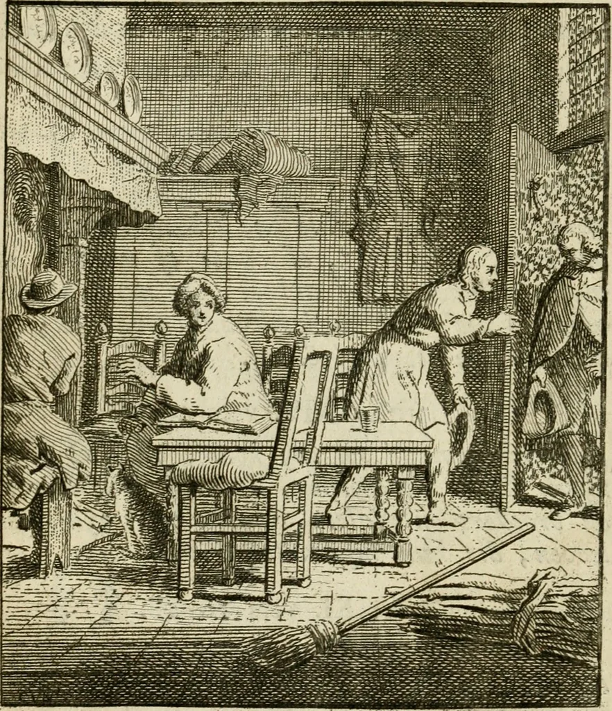 An illustration from Het overvloeijend herte, of nagelatene verzen, 1767, leaf 77