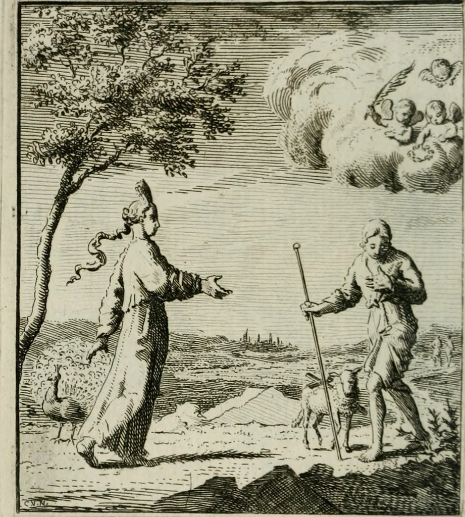 An illustration from Het Overvloeijend Herte : of Nagelatene Verzen, 1767, leaf 201