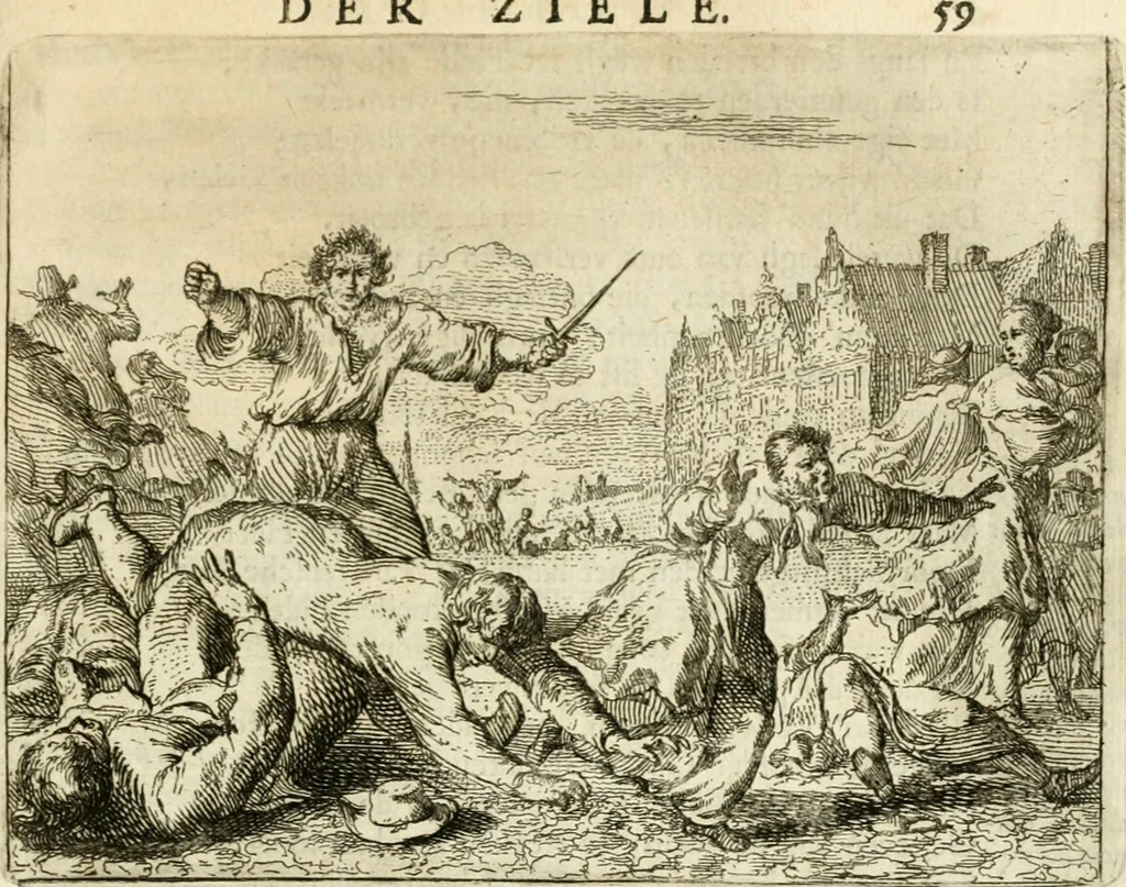 An illustration from Het voorhof der ziele : behangen met leerzaeme prenten en zinnebeelden, 1668, leaf 82