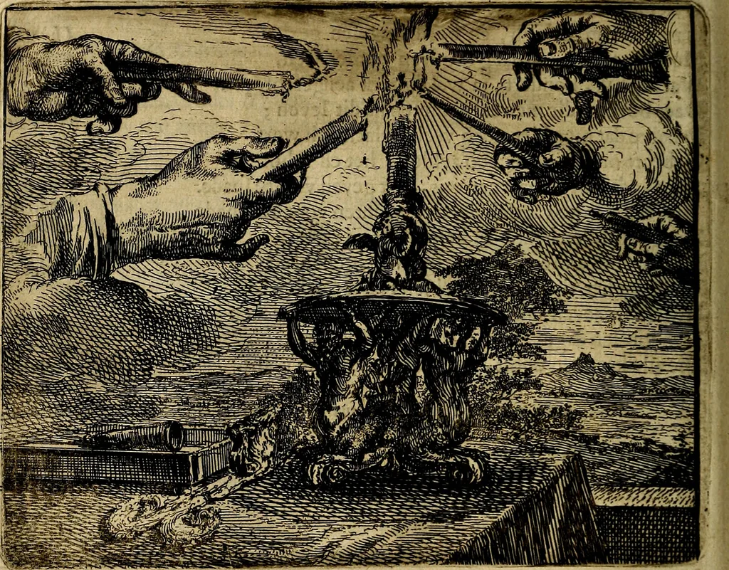 An illustration from Het voorhof der ziele, behangen met leerzaeme prenten en zinnebeelden, 1668, leaf 119