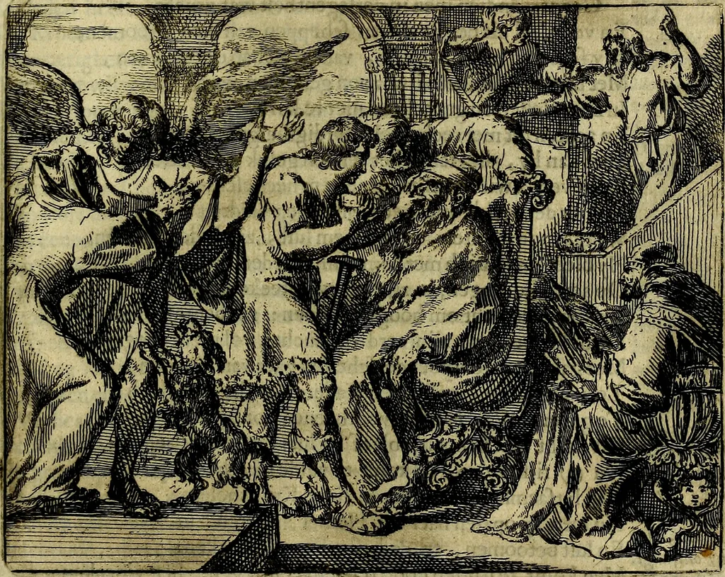 An illustration from Het voorhof der ziele, behangen met leerzaeme prenten en zinnebeelden, 1668, leaf 174