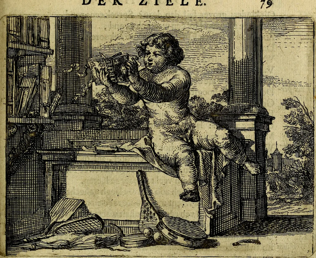 An illustration from Het voorhof der ziele, behangen met leerzaeme prenten en zinnebeelden, 1668, leaf 98