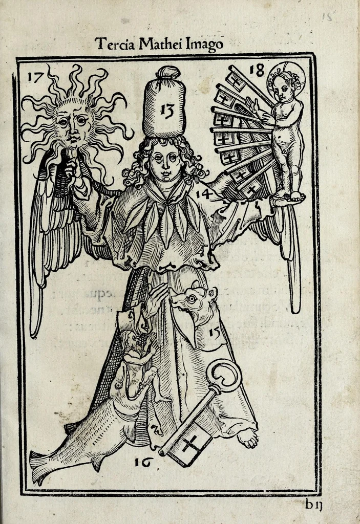 An illustration from Hexastichon Sebastiani Brant in memorabiles euangelistar[um] figuras ..., 1502, leaf 27
