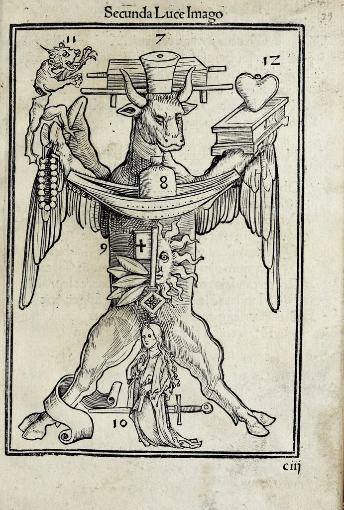 An illustration from Hexastichon Sebastiani Brant in memorabiles euangelistar[um] figuras ..., 1502, leaf 41