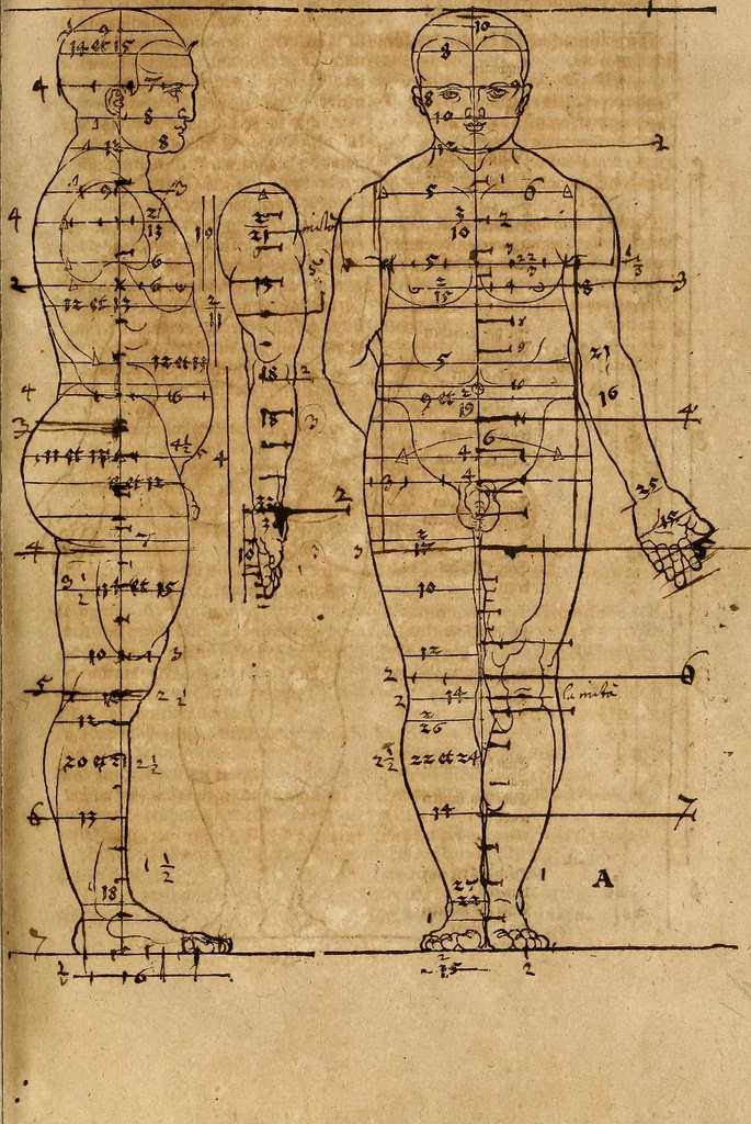 An illustration from Hierinn sind begriffen vier Bucher von menschlicher Proportion durch Albrechten Durer von Nurerberg [sic.] erfunden und beschuben zu nutz allen denen so zu diser kunst lieb tragen, 1528, leaf 14