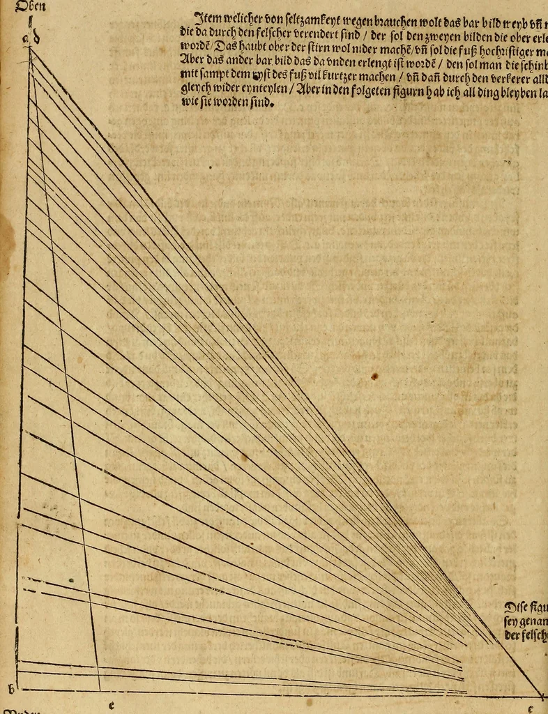 An illustration from Hierinn sind begriffen vier Bucher von menschlicher Proportion durch Albrechten Durer von Nurerberg [sic.] erfunden und beschuben zu nutz allen denen so zu diser kunst lieb tragen, 1528, leaf 185