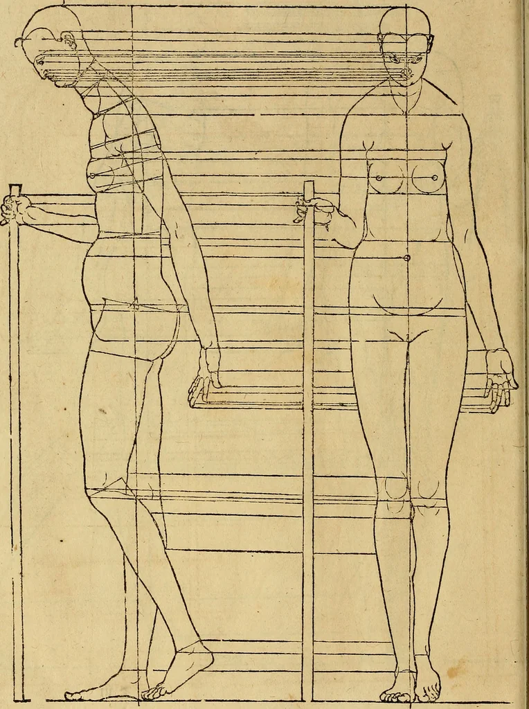 An illustration from Hierinn sind begriffen vier Bucher von menschlicher Proportion durch Albrechten Durer von Nurerberg [sic.] erfunden und beschuben zu nutz allen denen so zu diser kunst lieb tragen, 1528, leaf 219