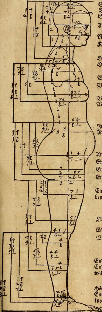 An illustration from Hierinn sind begriffen vier Bucher von menschlicher Proportion durch Albrechten Durer von Nurerberg [sic.] erfunden und beschuben zu nutz allen denen so zu diser kunst lieb tragen, 1528, leaf 72