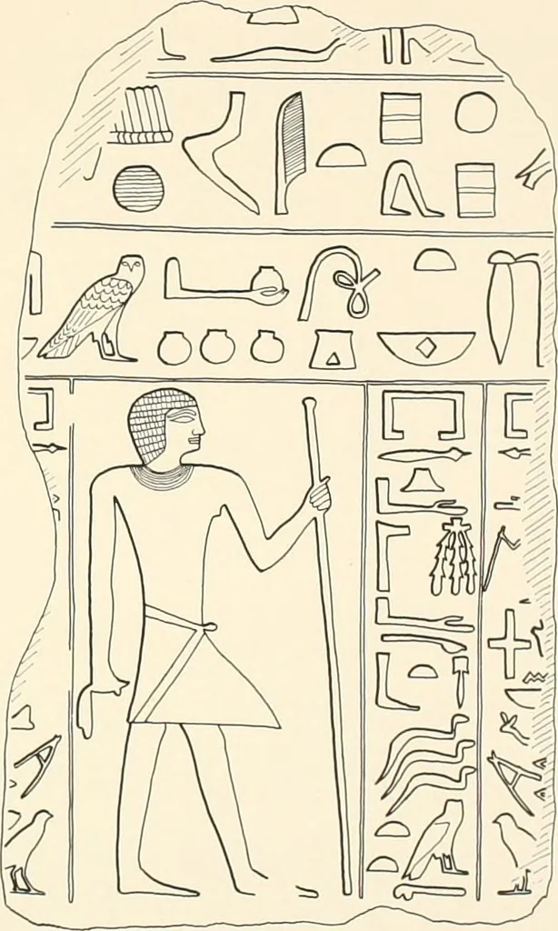 An illustration from Hieroglyphic texts from Egyptian stelae, etc, 1911, leaf 100