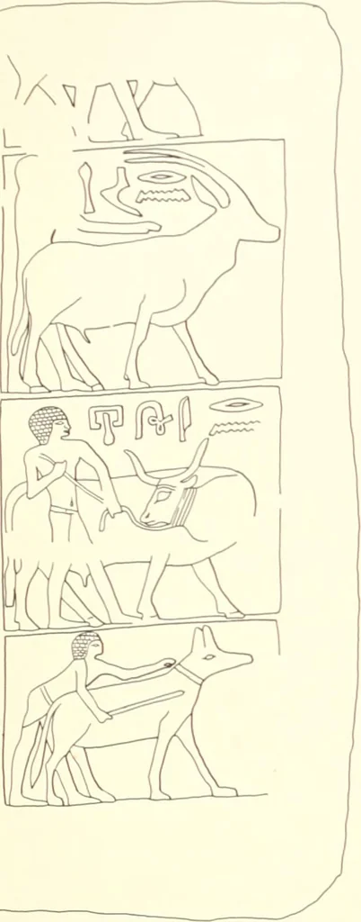 An illustration from Hieroglyphic texts from Egyptian stelae, etc, 1911, leaf 105