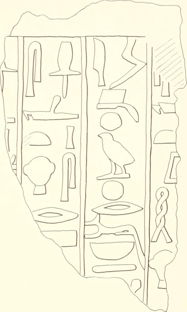 An illustration from Hieroglyphic texts from Egyptian stelae, etc, 1911, leaf 107