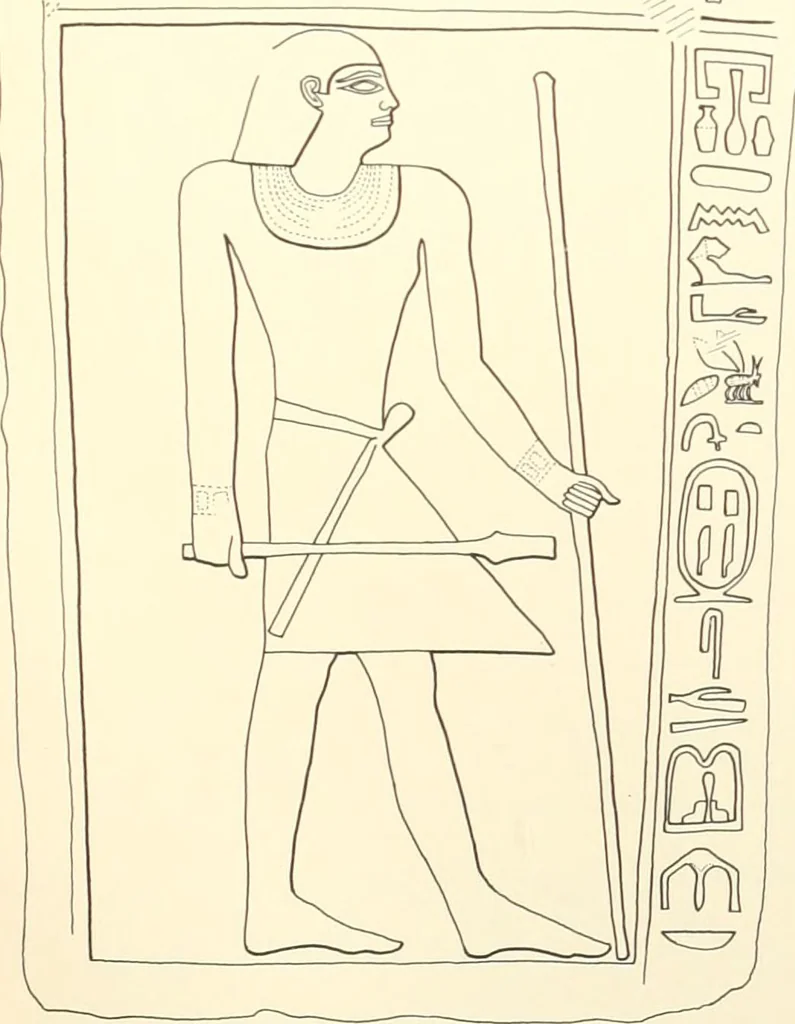 An illustration from Hieroglyphic texts from Egyptian stelae, etc, 1911, leaf 129