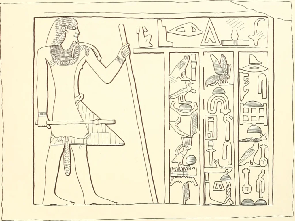 An illustration from Hieroglyphic texts from Egyptian stelae, etc, 1911, leaf 131