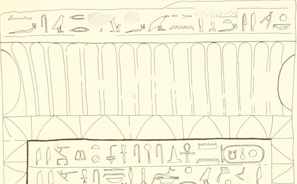 An illustration from Hieroglyphic texts from Egyptian stelae, etc, 1911, leaf 133