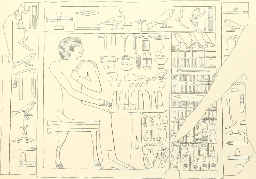 An illustration from Hieroglyphic texts from Egyptian stelae, etc, 1911, leaf 59