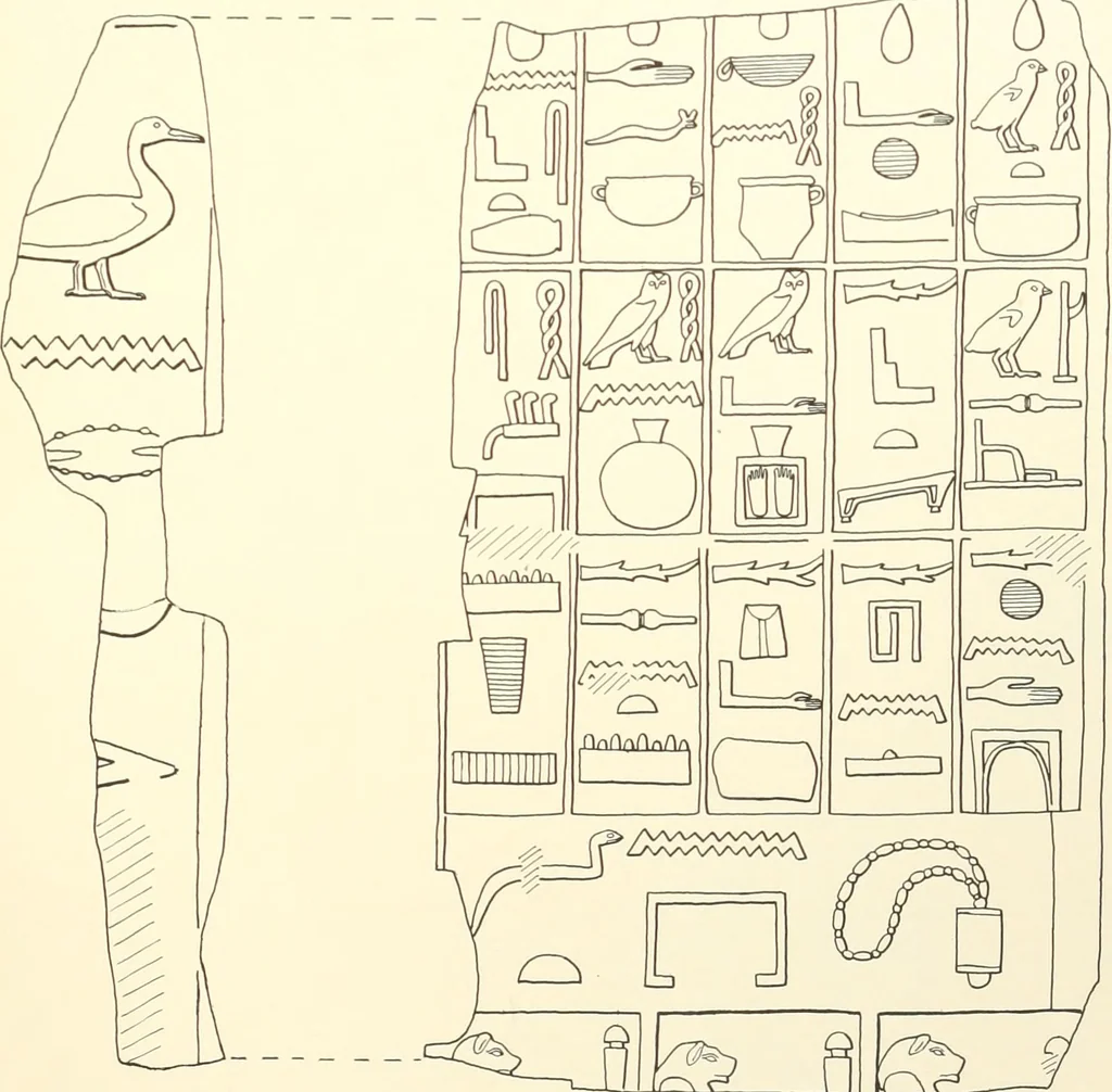 An illustration from Hieroglyphic texts from Egyptian stelae, etc, 1911, leaf 61