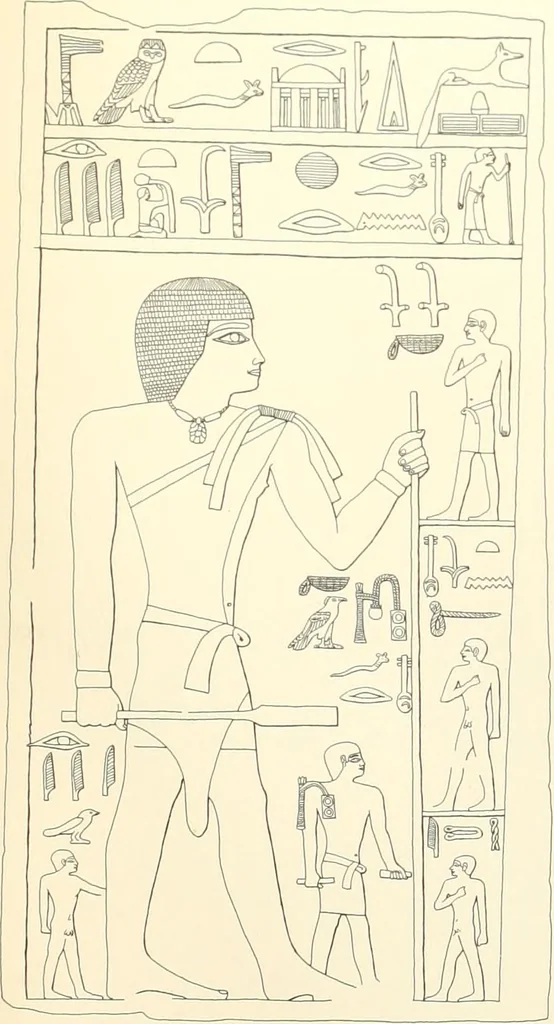 An illustration from Hieroglyphic texts from Egyptian stelae, etc, 1911, leaf 63