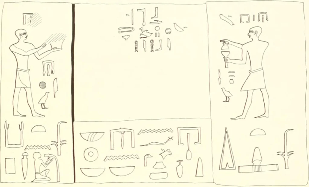 An illustration from Hieroglyphic texts from Egyptian stelae, etc, 1911, leaf 67