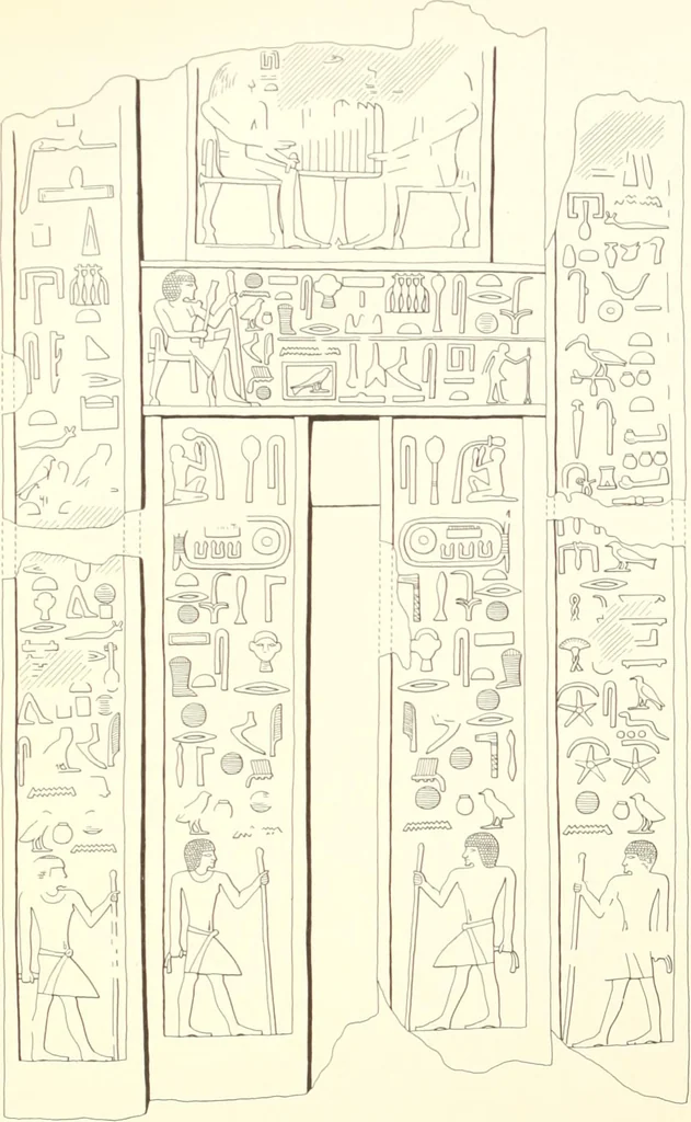 An illustration from Hieroglyphic texts from Egyptian stelae, etc, 1911, leaf 75
