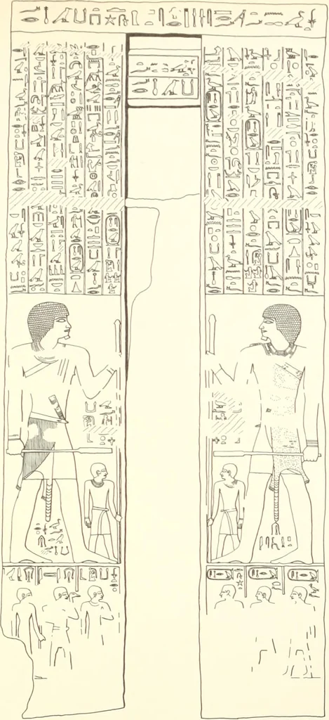 An illustration from Hieroglyphic texts from Egyptian stelae, etc, 1911, leaf 77