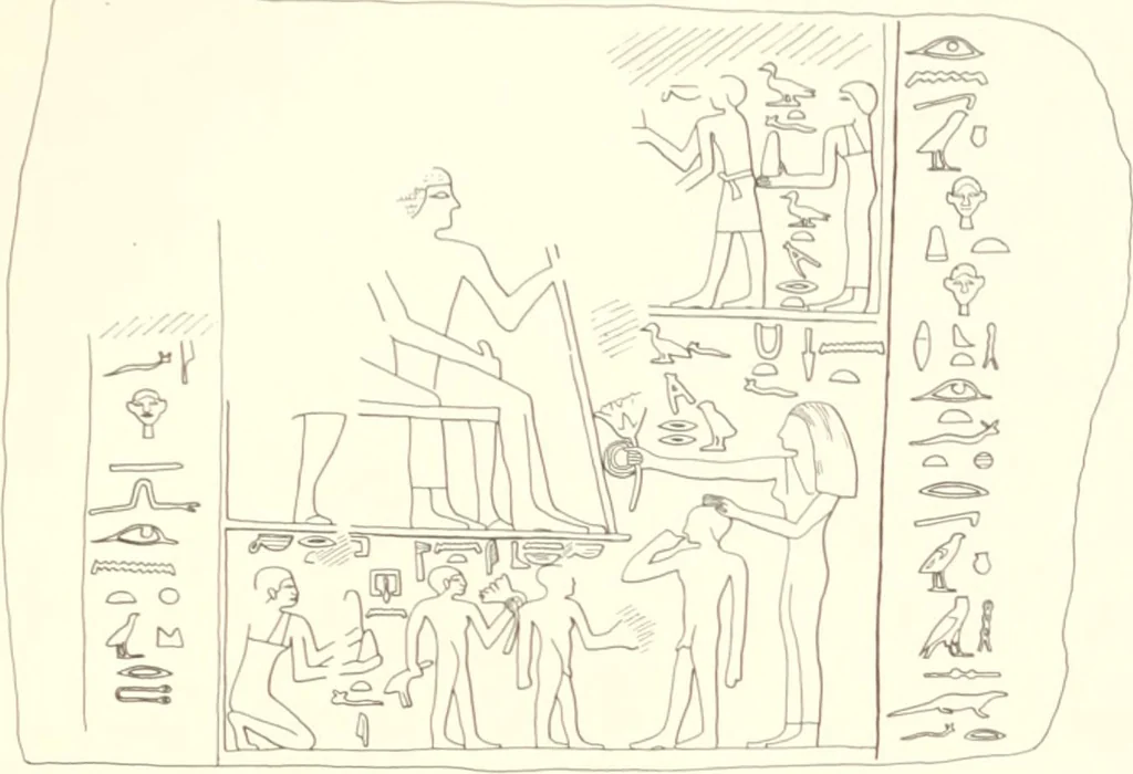 An illustration from Hieroglyphic texts from Egyptian stelae, etc, 1911, leaf 81